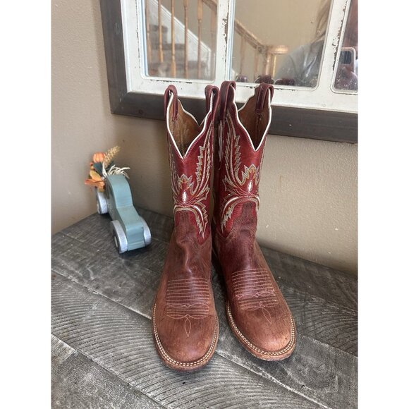 Lucchese 2000 Womens Western Cowgirl Leather Boots Brown Rust T5163HD SZ 7.5 B - Picture 2 of 5